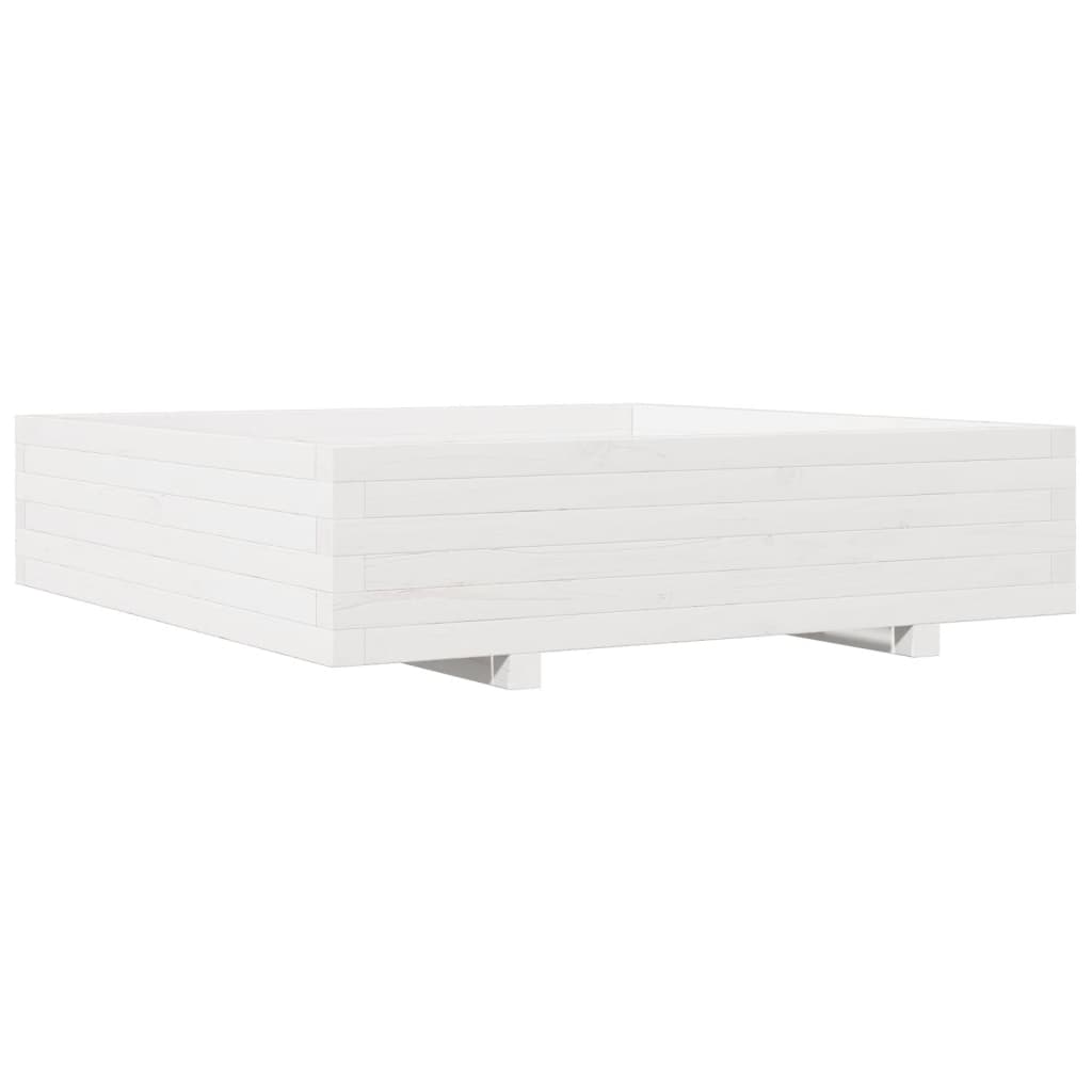 Vrtna sadilica bijela 100x100x26,5 cm od masivne borovine