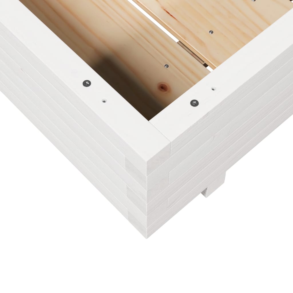 Vrtna sadilica bijela 100x100x26,5 cm od masivne borovine