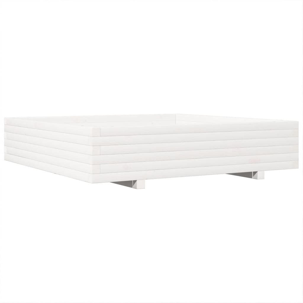 Vrtna sadilica bijela 110 x 110 x 26,5 cm od masivne borovine