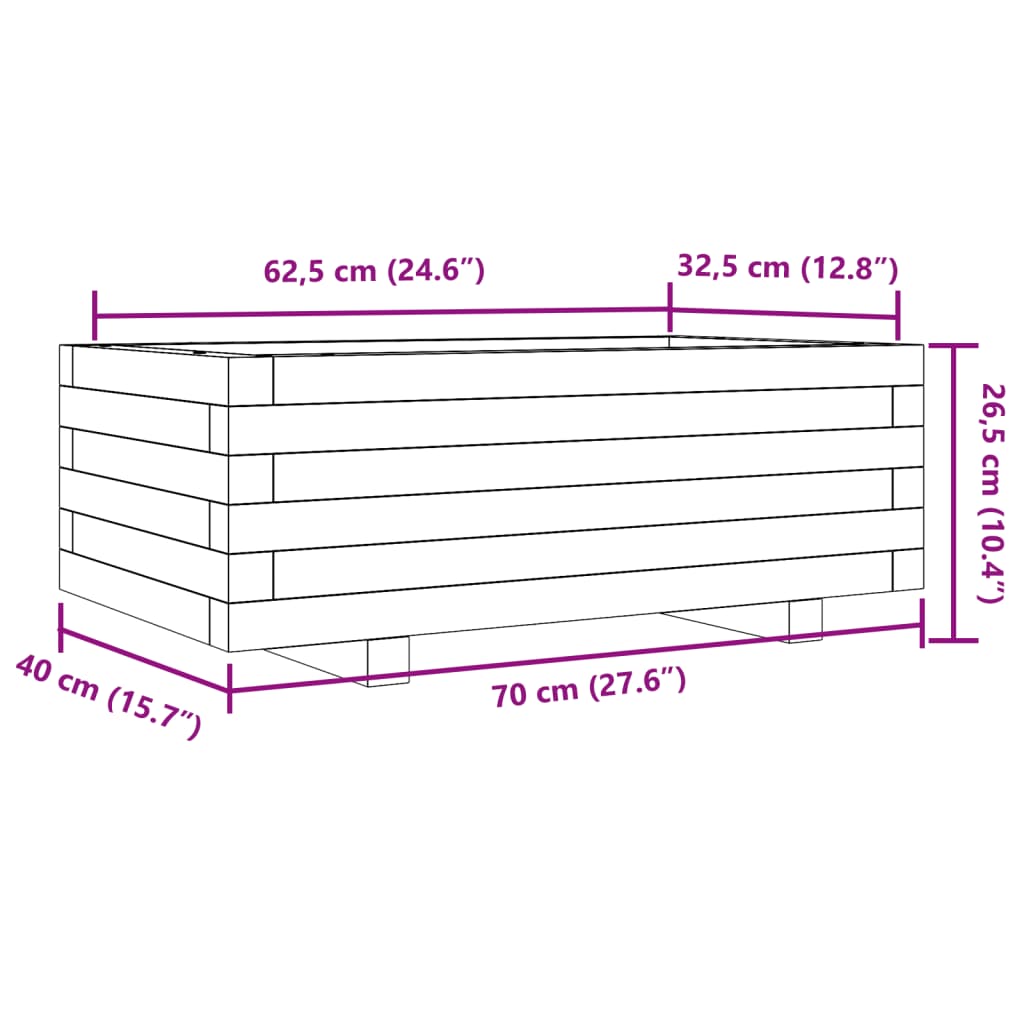 Vrtna sadilica voštano smeđa 70 x 40 x 26,5 cm masivna borovina