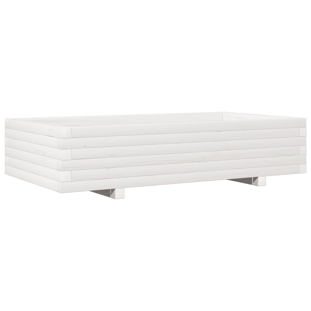Vrtna sadilica bijela 110x60x26,5 cm od masivne borovine