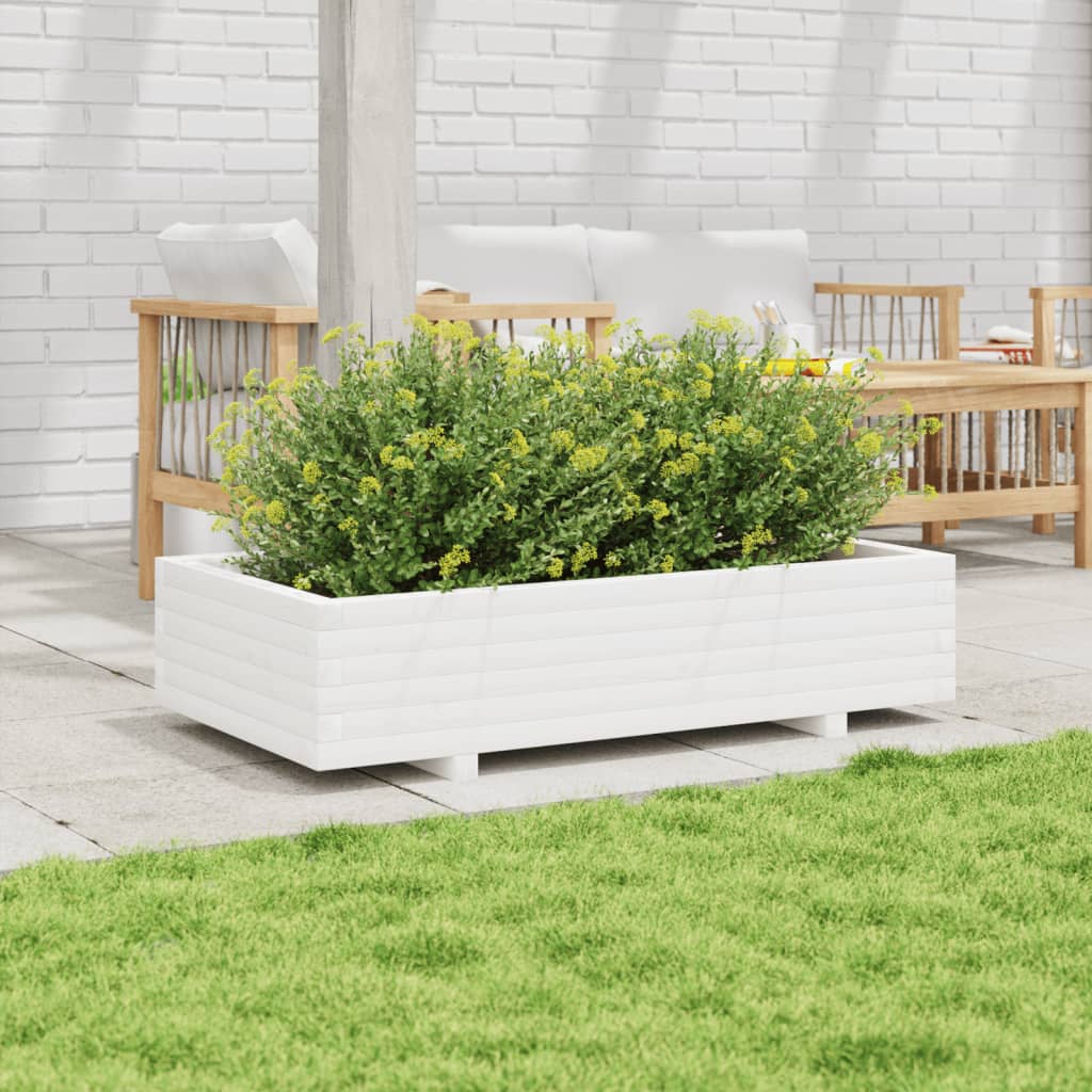 Vrtna sadilica bijela 110x60x26,5 cm od masivne borovine