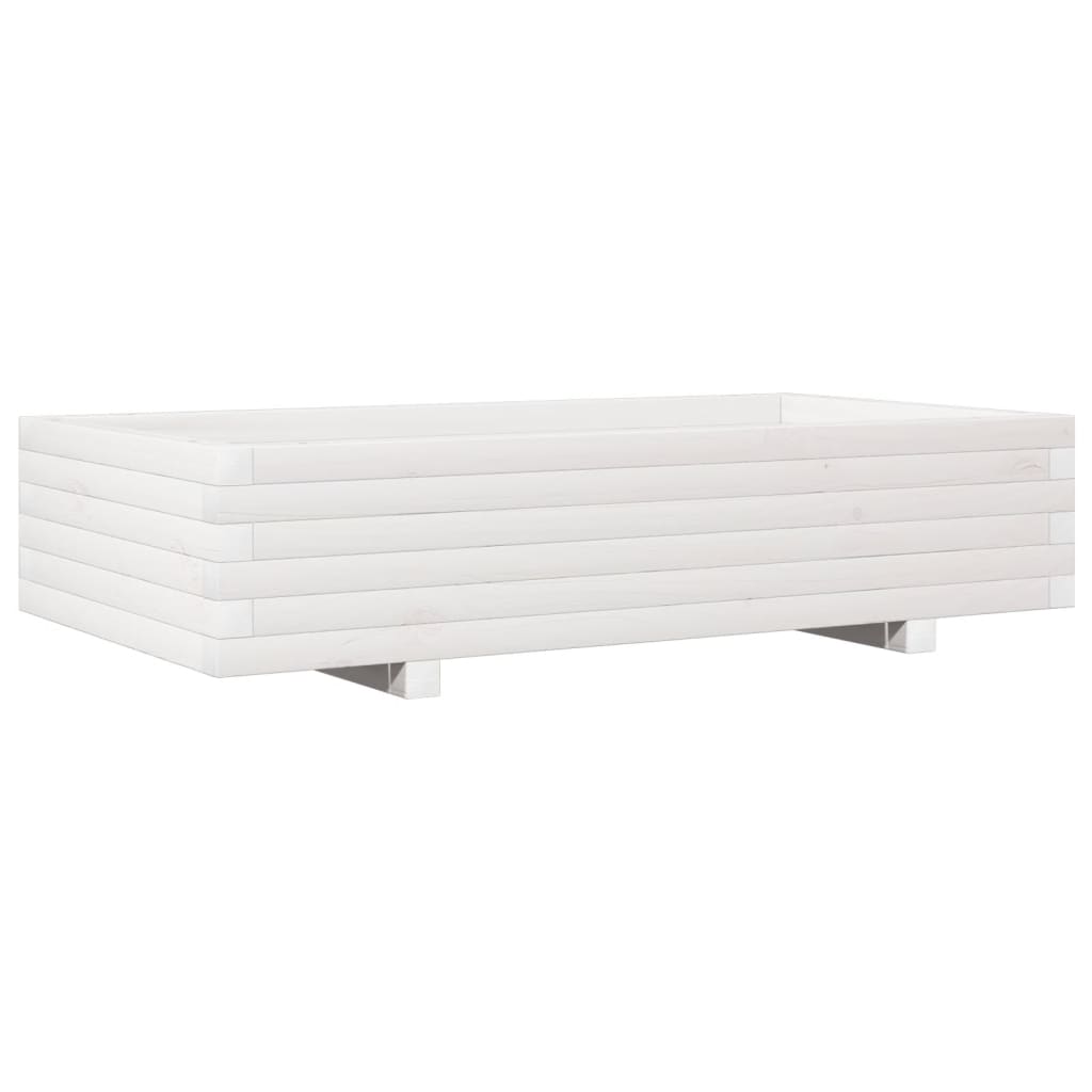 Vrtna sadilica bijela 110x60x26,5 cm od masivne borovine