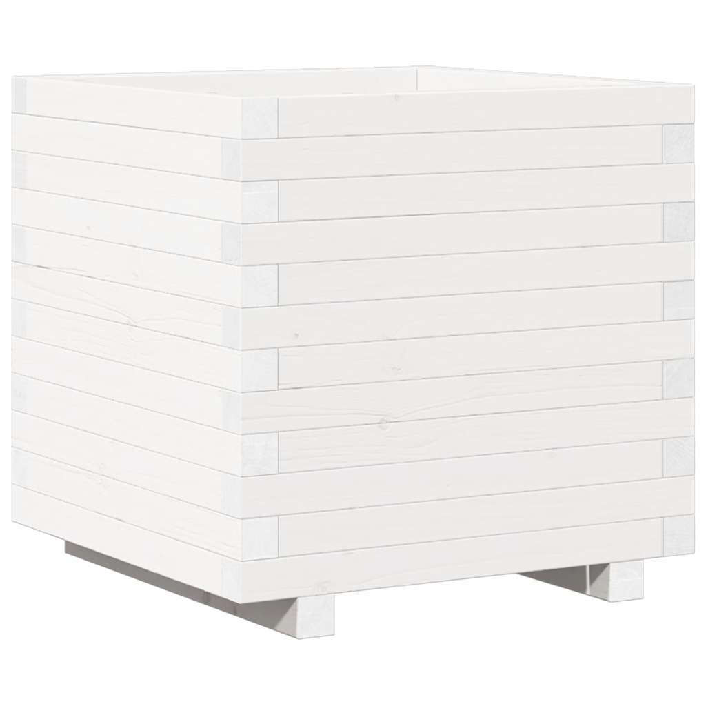 Vrtna sadilica bijela 50 x 50 x 49,5 cm od masivne borovine