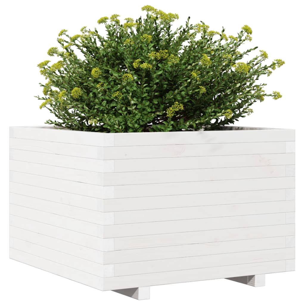 Vrtna sadilica bijela 70x70x49,5 cm od masivne borovine