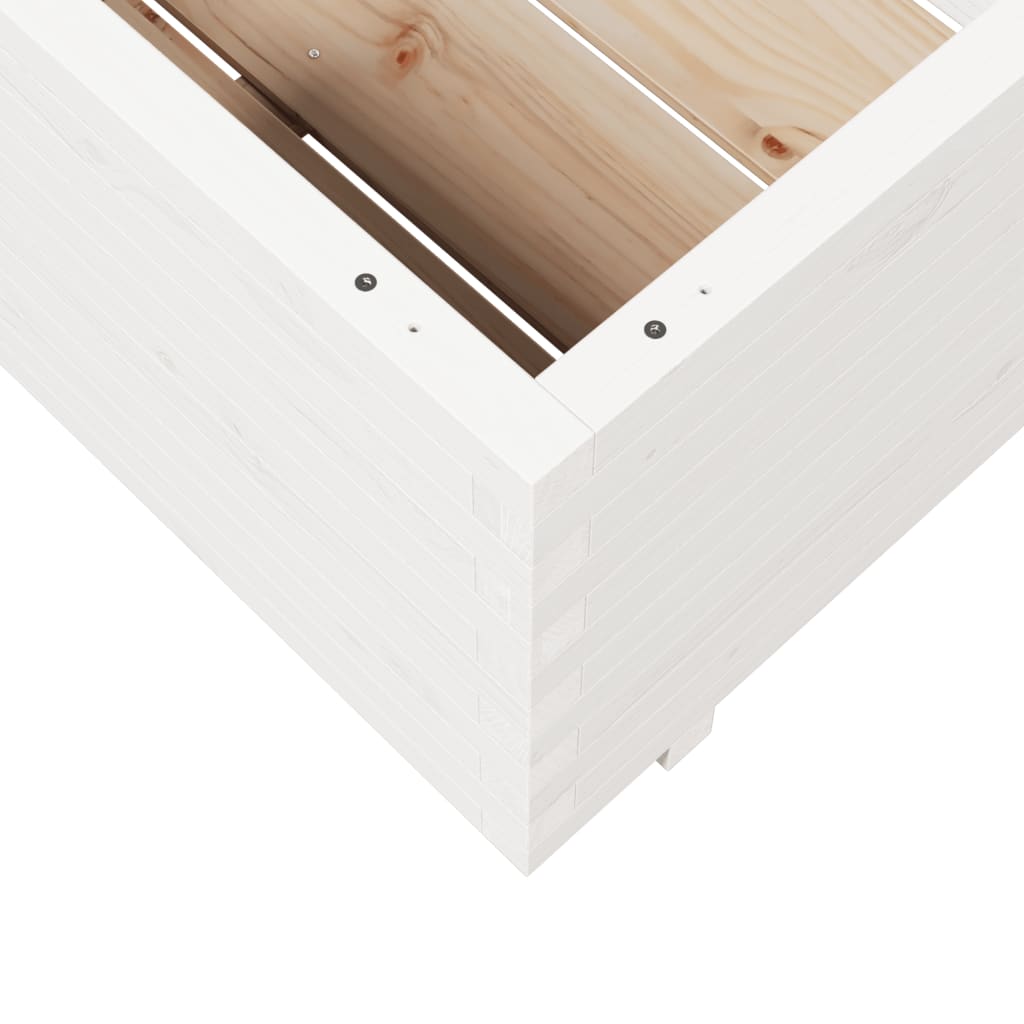 Vrtna sadilica bijela 70x70x49,5 cm od masivne borovine