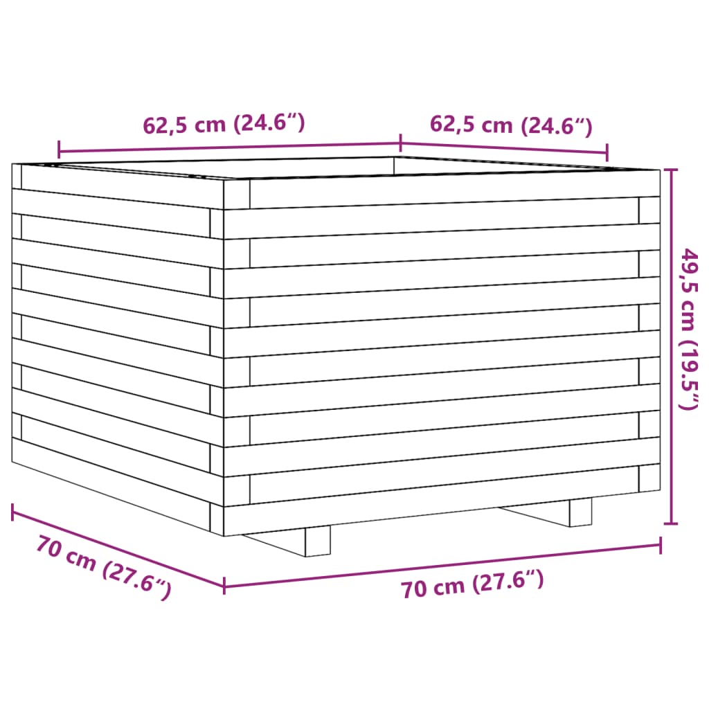 Vrtna sadilica 70x70x49,5 cm od impregnirane borovine
