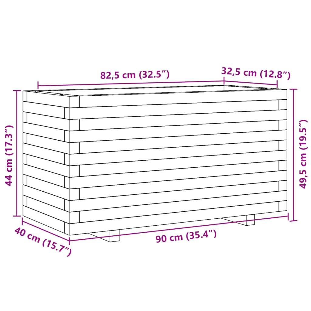 Vrtna sadilica 90 x 40 x 49,5 cm od masivne borovine