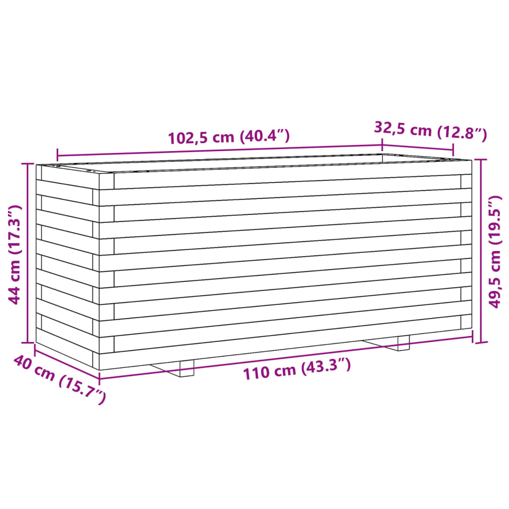 Vrtna sadilica 110x40x49,5 cm od impregnirane borovine