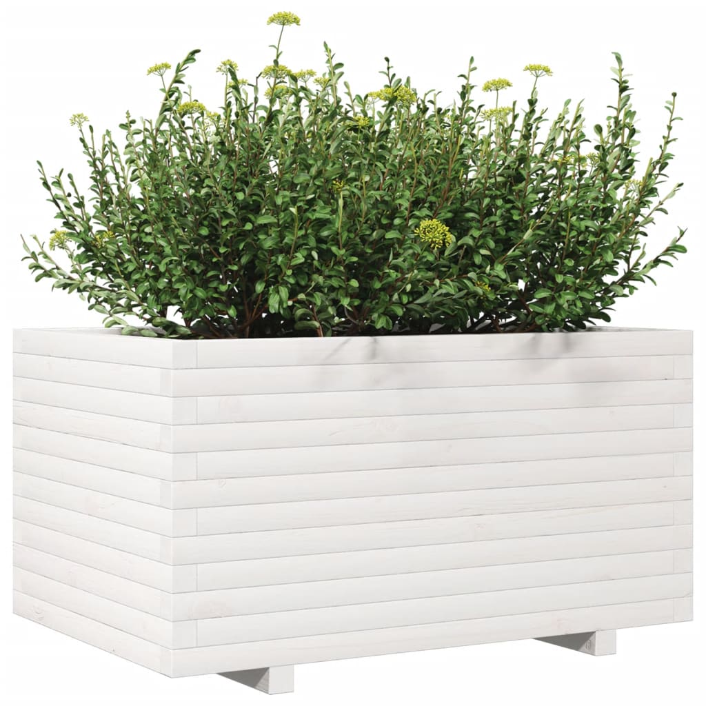 Vrtna sadilica bijela 90x60x49,5 cm od masivne borovine