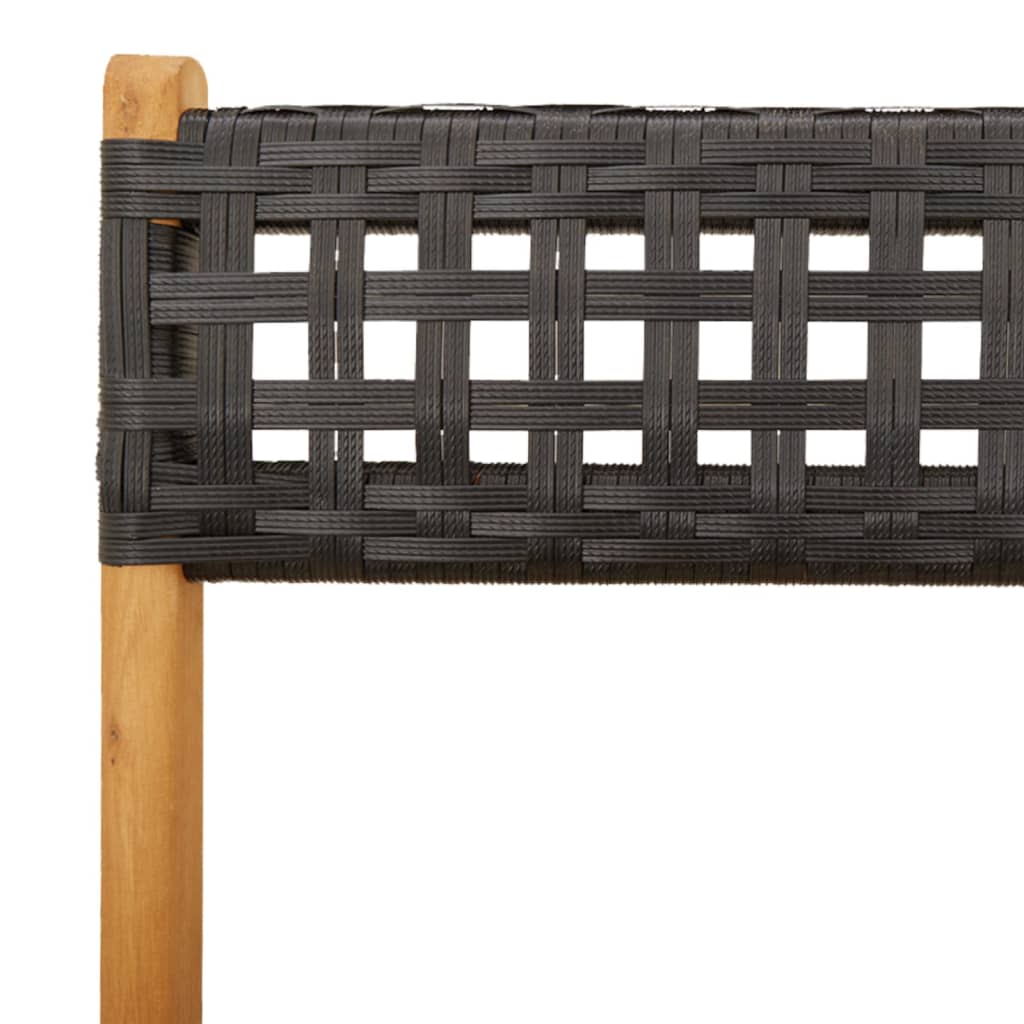 3-dijelni bistro set od poliratana i masivnog drva crni