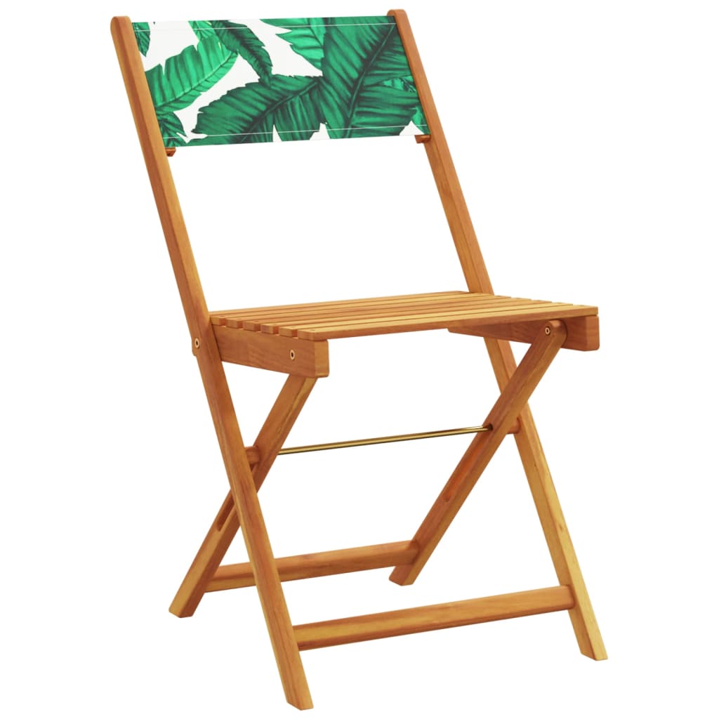 3-dijelni bistro set od tkanine i masivnog drva uzorkom lišća
