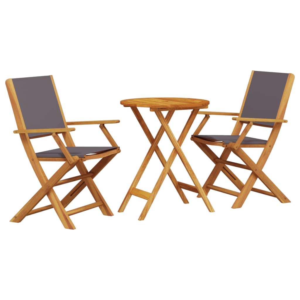 3-dijelni bistro set od tkanine i masivnog drva antracit
