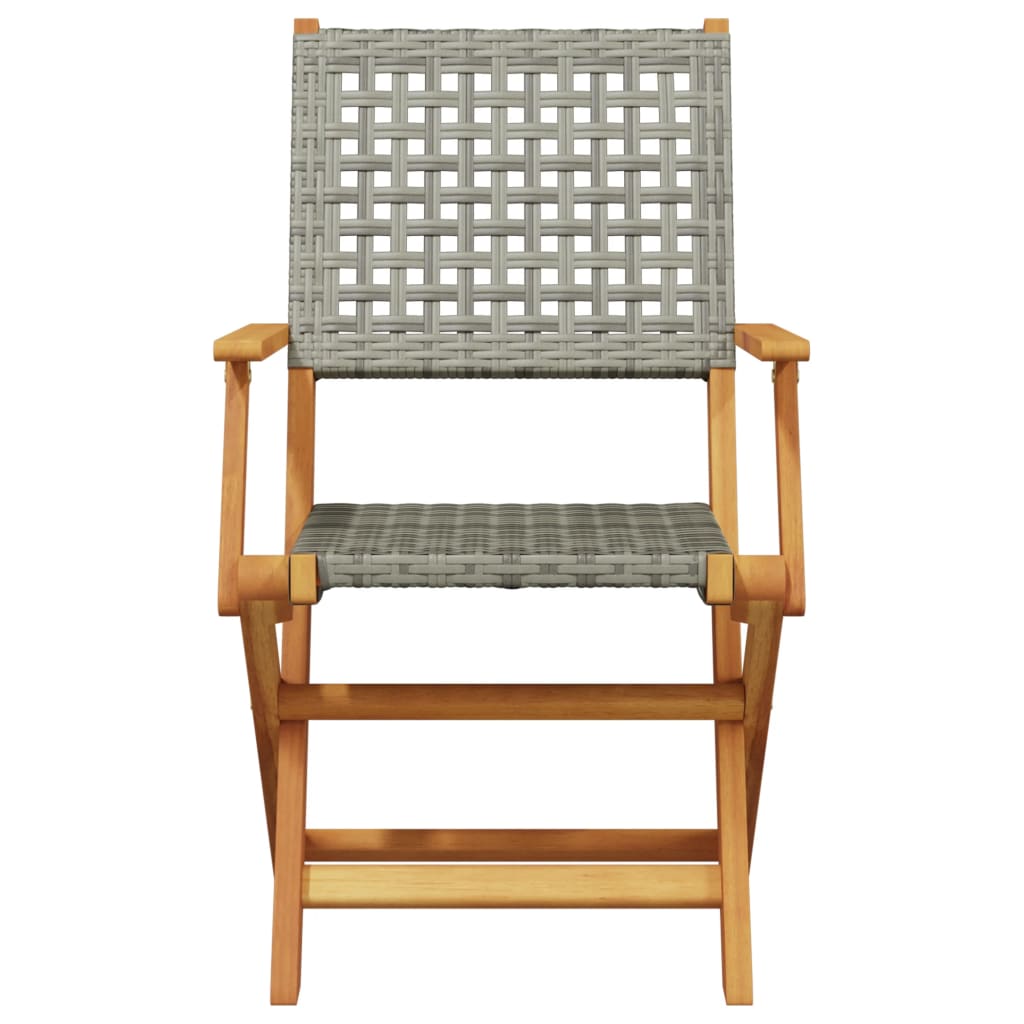 5-dijelni vrtni blagovaonski set sivi poliratana i masivno drvo