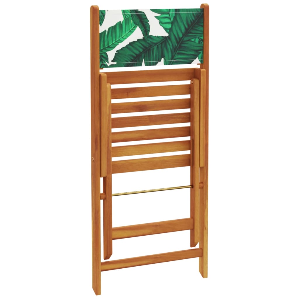 3-dijelni bistro set od tkanine i masivnog drva uzorkom lišća