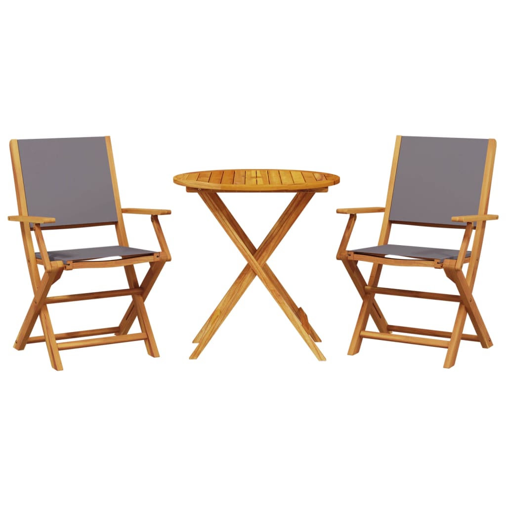 3-dijelni bistro set od tkanine i masivnog drva antracit
