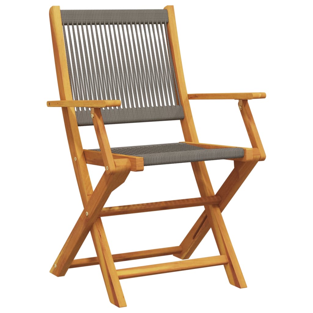3-dijelni bistro set od polipropilen i masivnog drva sivi