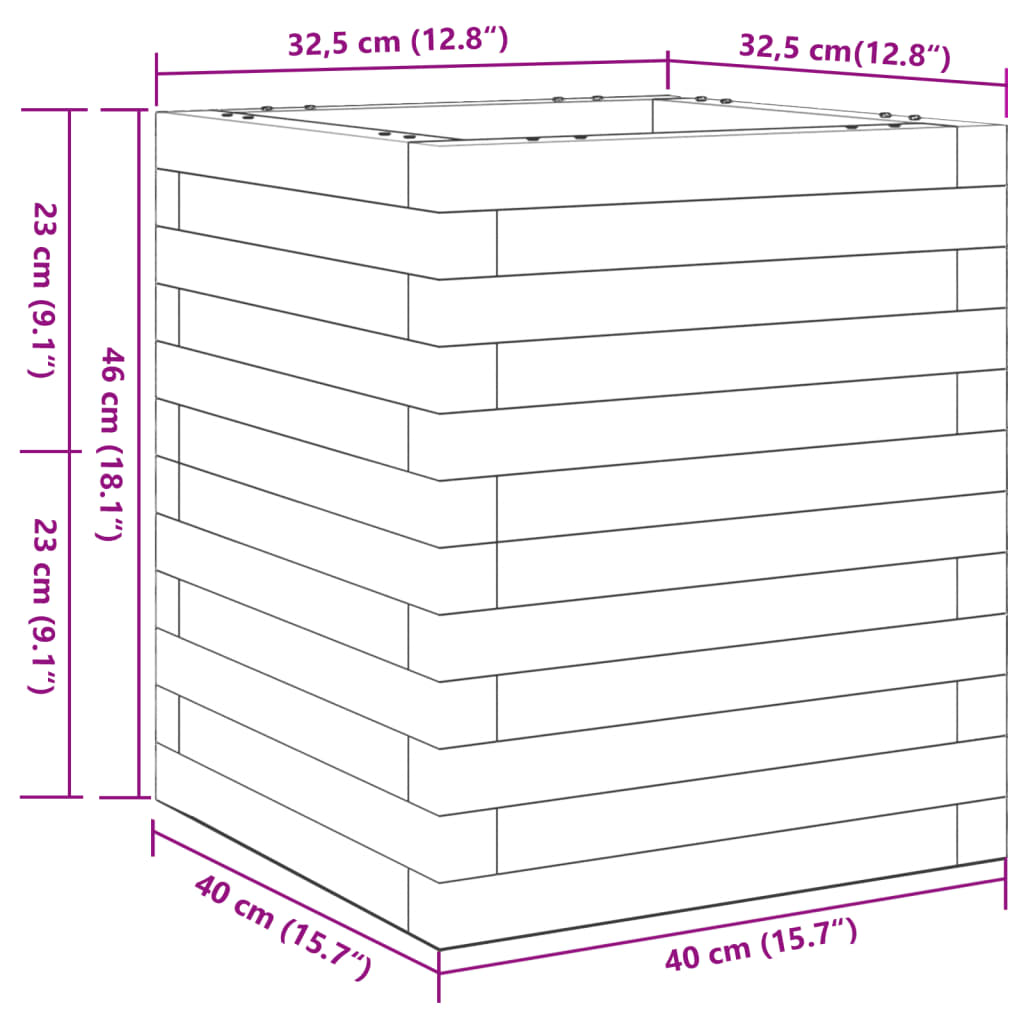 Vrtna sadilica 40x40x46 cm od masivne borovine