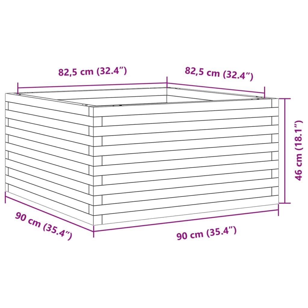 Vrtna sadilica voštano smeđe boje 90 x 90 x 46 cm od borovine