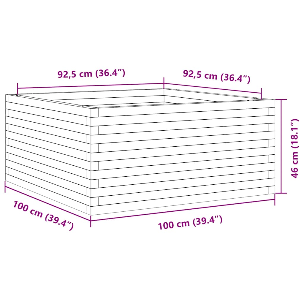 Vrtna sadilica 100x100x46 cm od masivnog drva duglazije