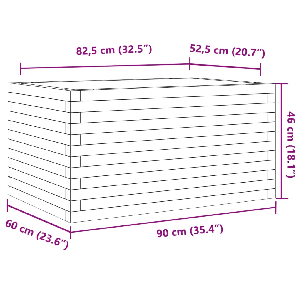 Vrtna sadilica 90x60x46 cm od masivne borovine