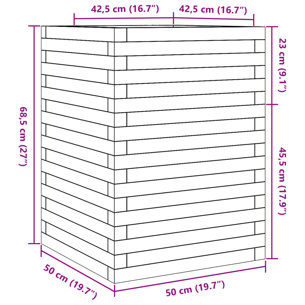 Vrtna sadilica 50 x 50 x 68,5 cm od masivnog drva duglazije
