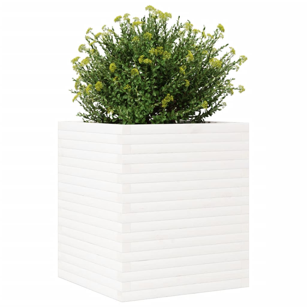 Vrtna sadilica bijela 60x60x68,5 cm od masivne borovine