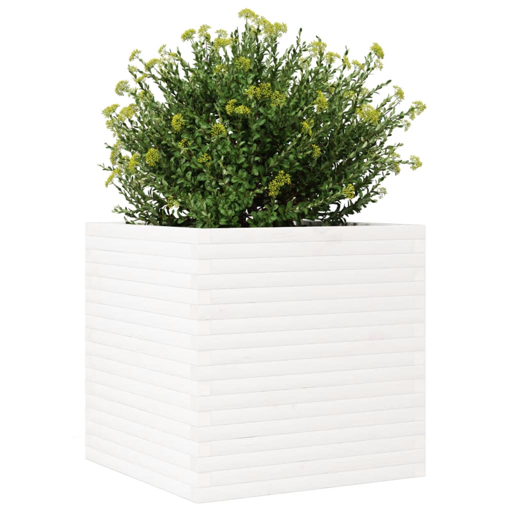 Vrtna sadilica bijela 70x70x68,5 cm od masivne borovine