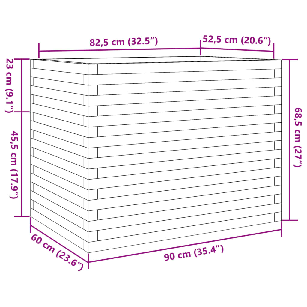 Vrtna sadilica bijela 90x60x68,5 cm od masivne borovine