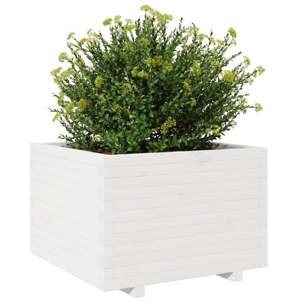 Vrtna sadilica bijela 70x70x49,5 cm od masivne borovine