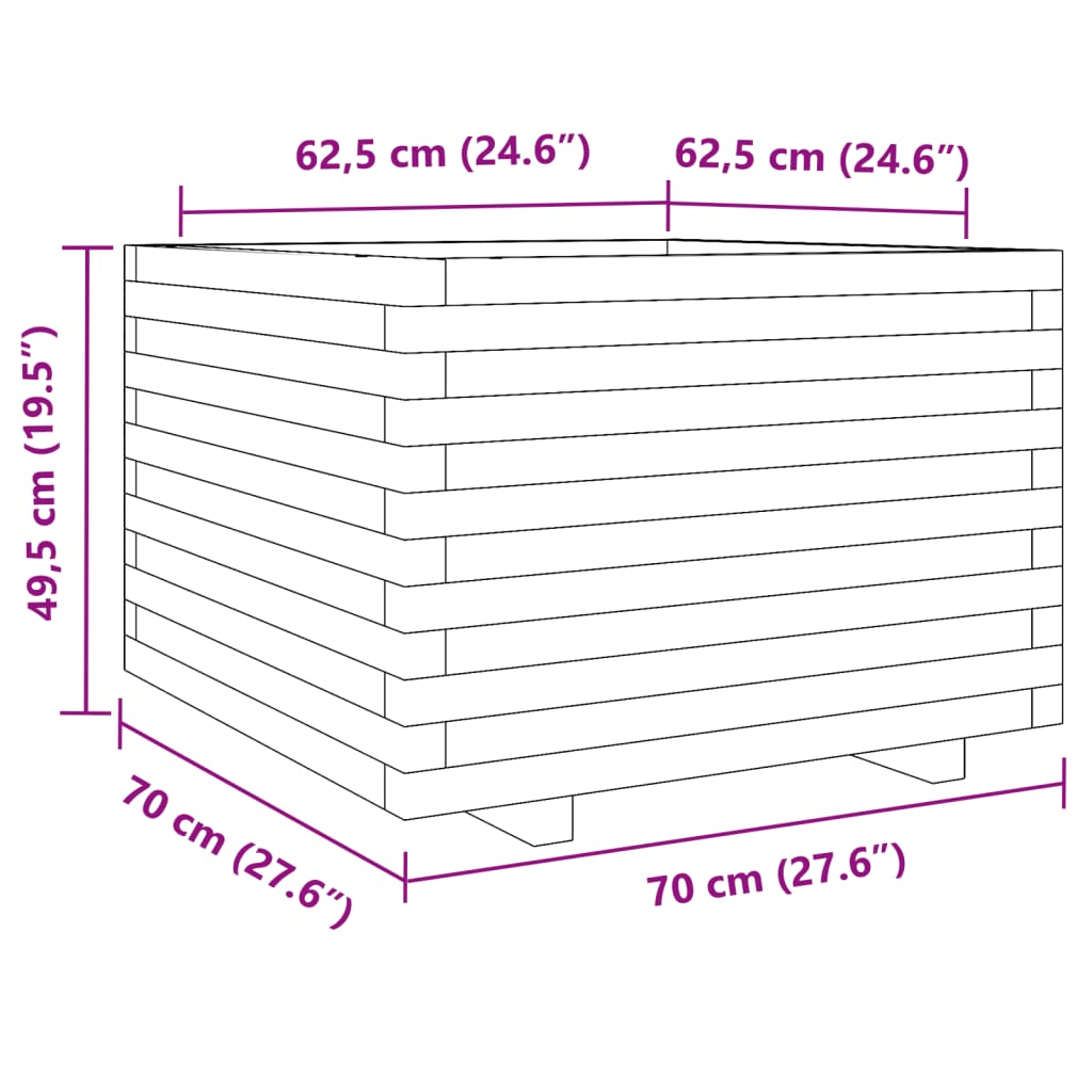 Vrtna sadilica voštano smeđe boje 70x70x49,5 cm od borovine