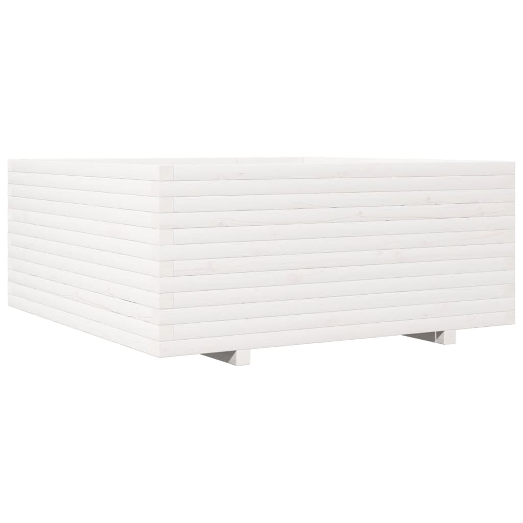 Vrtna sadilica bijela 110x110x49,5 cm od masivne borovine