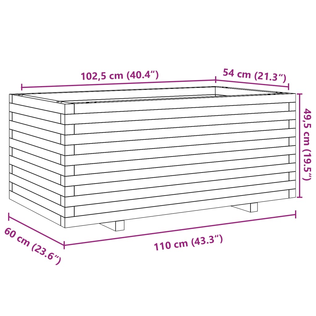 Vrtna sadilica voštano smeđe boje 110x60x49,5 cm od borovine