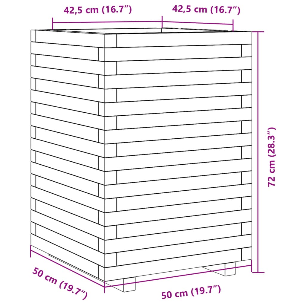Vrtna sadilica 50x50x72 cm od impregnirane borovine