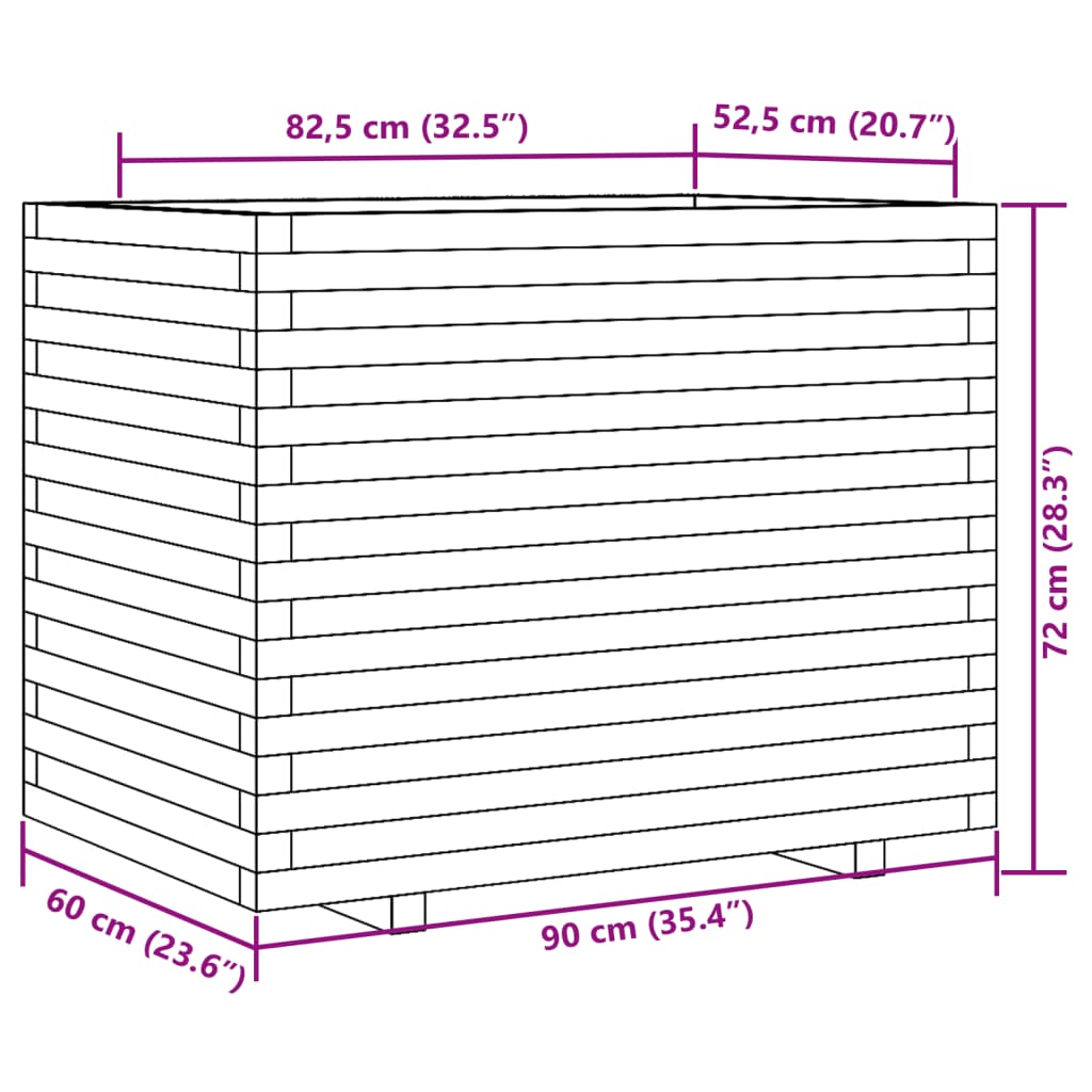 Vrtna sadilica 90 x 60 x 72 cm od masivne borovine