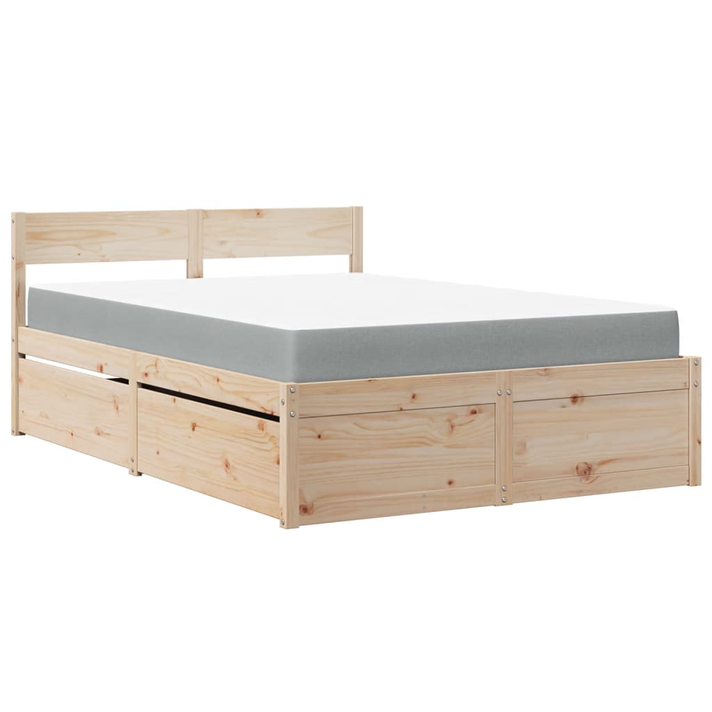 Krevet s ladicama i madracem 140 x 190 cm od masivne borovine