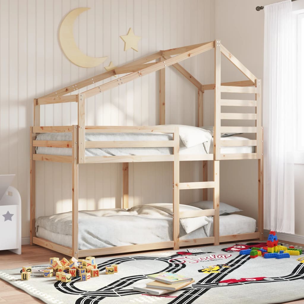 Krevet na kat s krovom 90 x 190 cm od masivne borovine