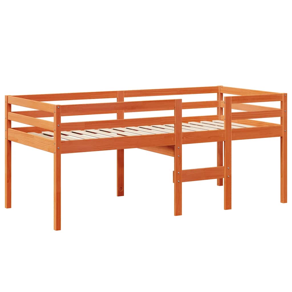 Visoki krevet s krovom voštano smeđi 80x200 cm masivna borovina