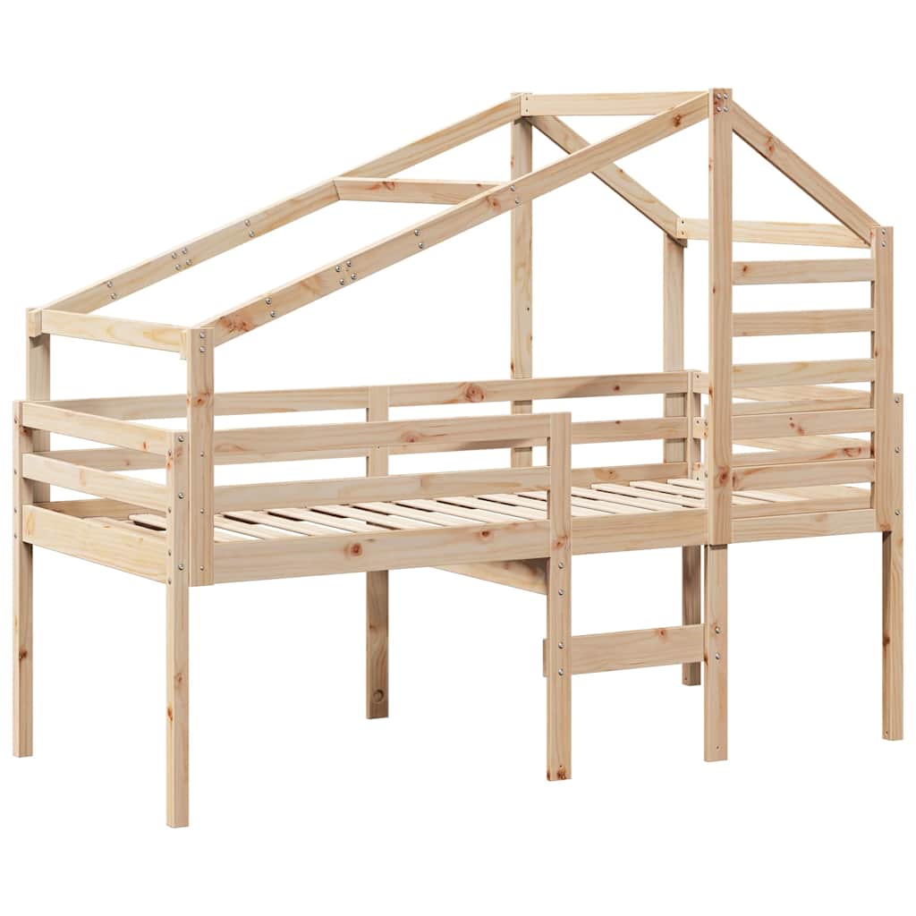 Visoki krevet s krovom 90 x 200 cm od masivne borovine