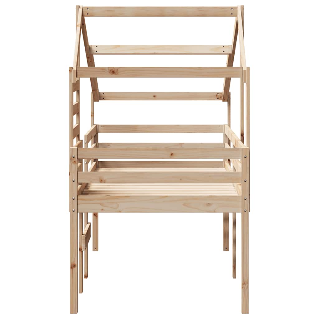 Visoki krevet s krovom 90 x 190 cm od masivne borovine