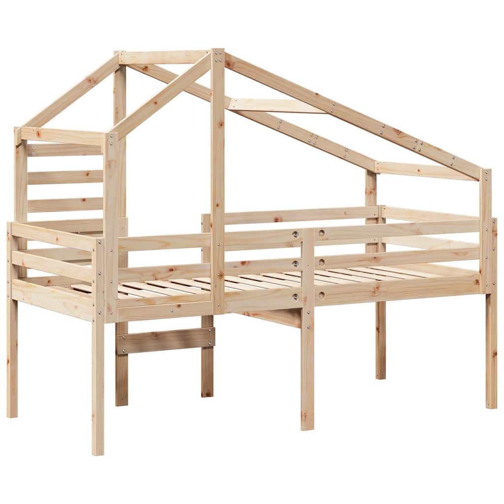 Visoki krevet s krovom 75 x 190 cm od masivne borovine