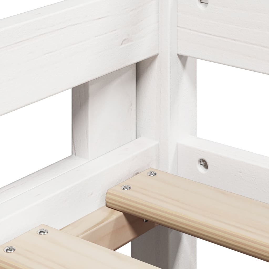 Krevet na kat s krovom bijeli 90 x 190 cm od masivne borovine