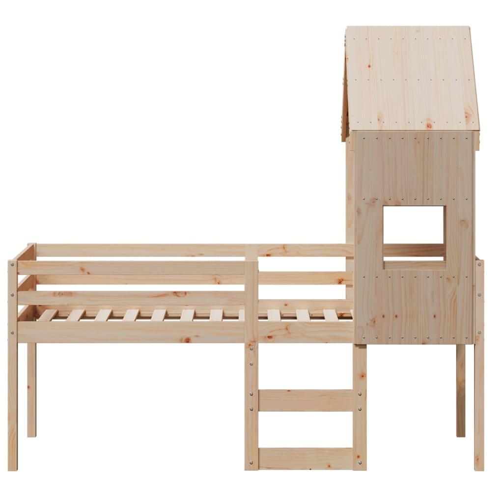 Visoki krevet s krovom 90 x 190 cm od masivne borovine