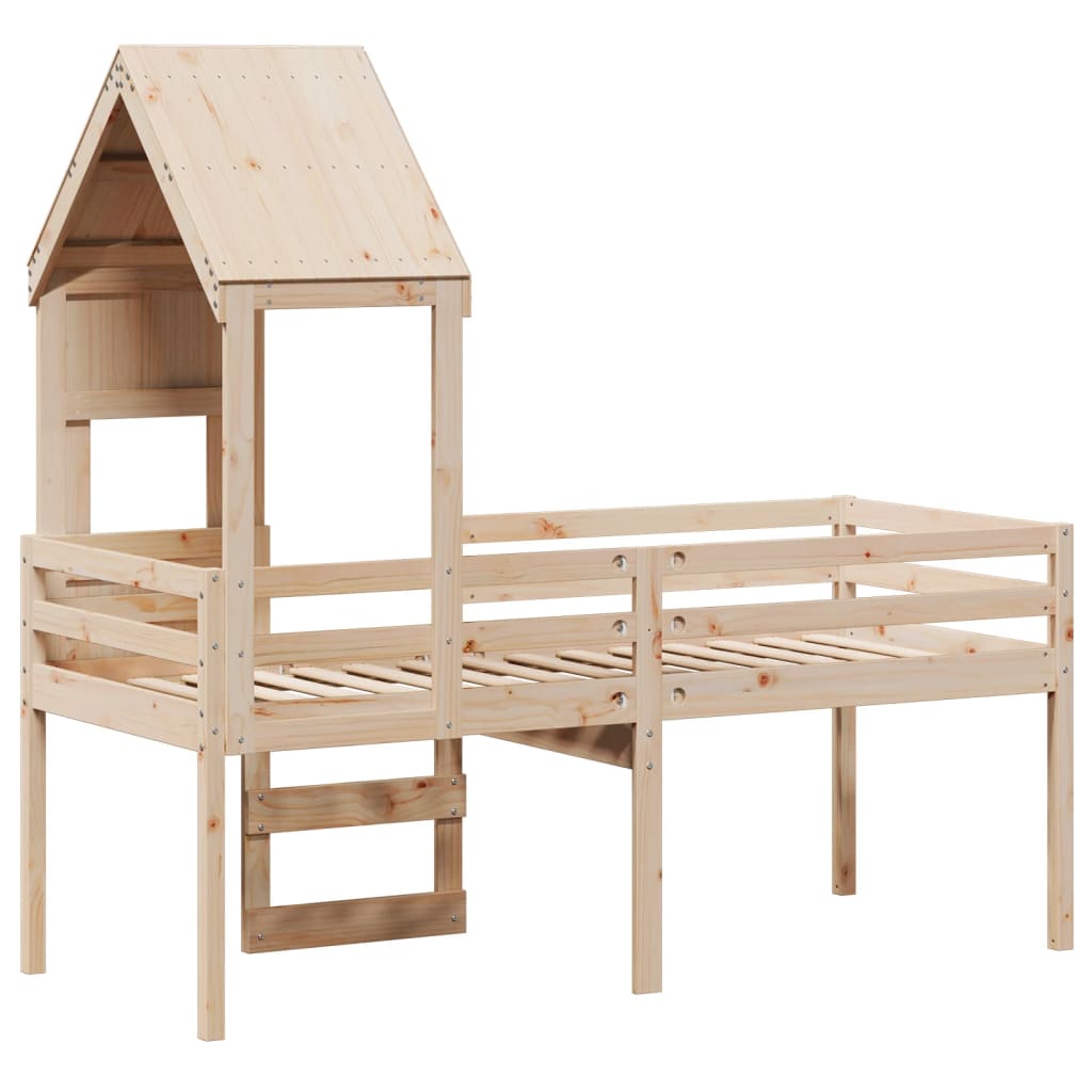 Visoki krevet s krovom 90 x 190 cm od masivne borovine