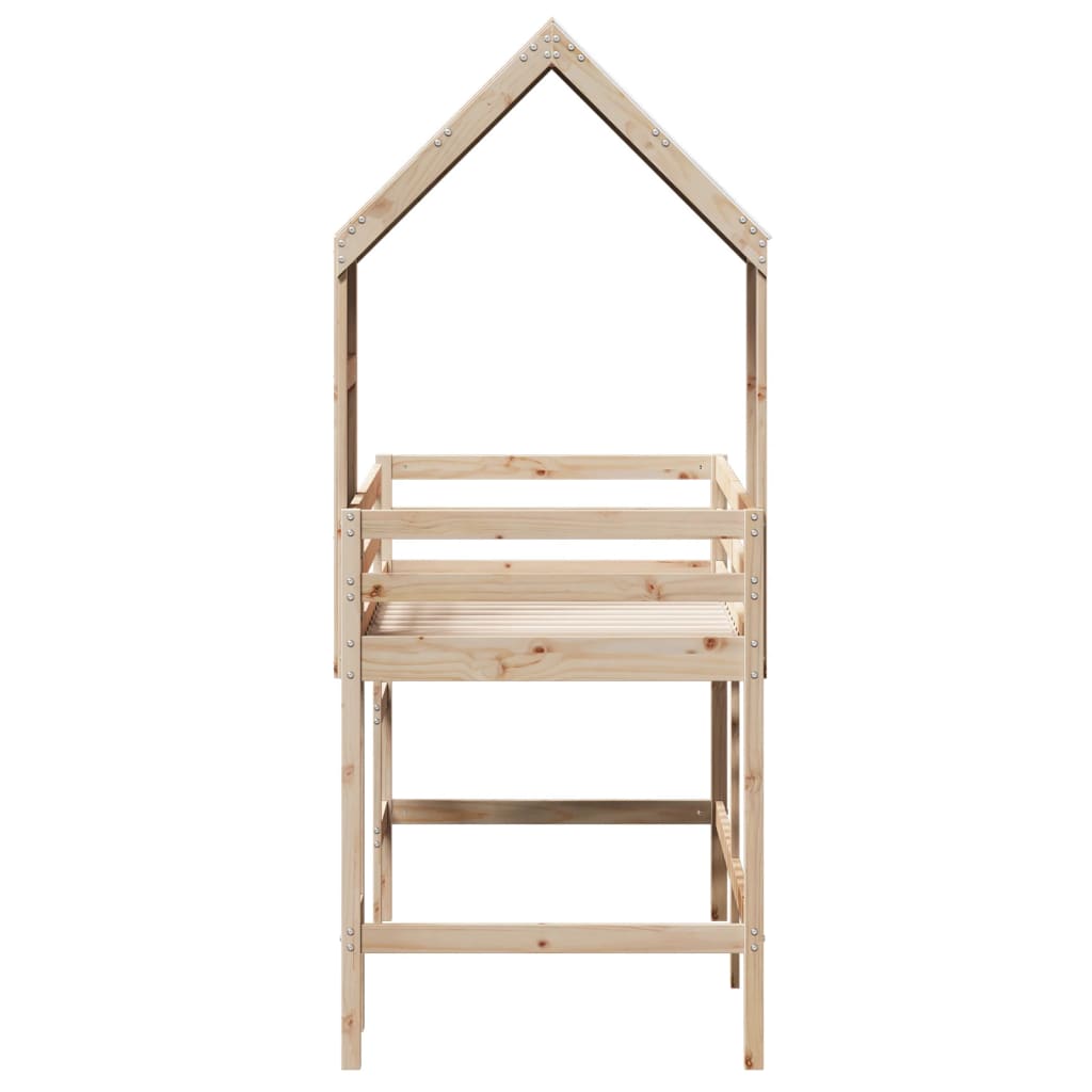 Krevet na kat s ljestvama i krovom 90x190 cm od borovine