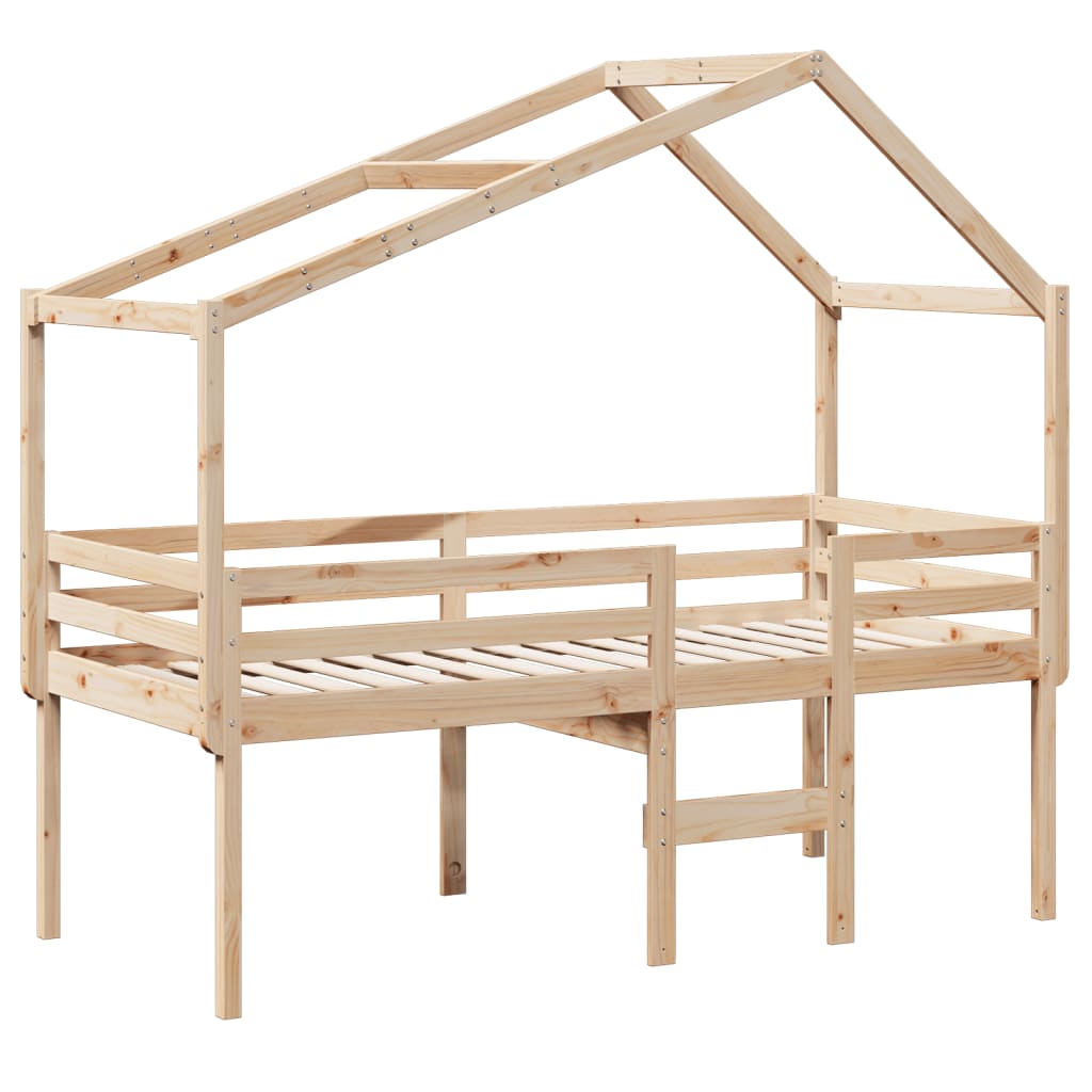 Visoki krevet s krovom 90 x 200 cm od masivne borovine