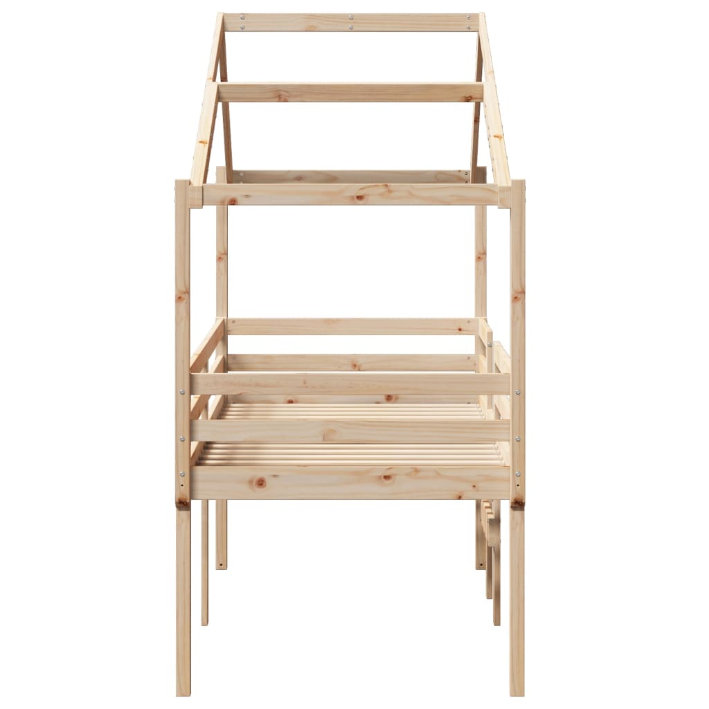 Visoki krevet s krovom 90 x 200 cm od masivne borovine