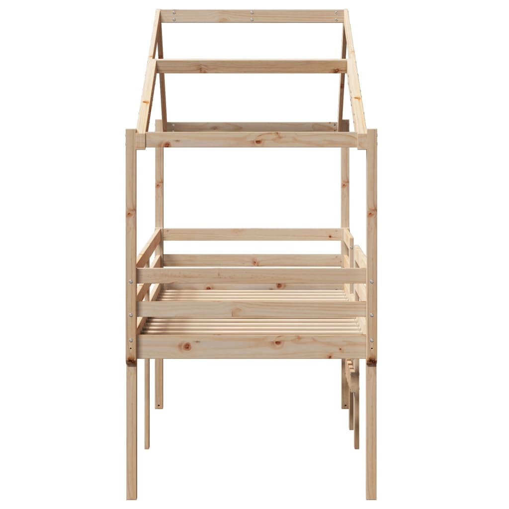 Visoki krevet s krovom 75 x 190 cm od masivne borovine