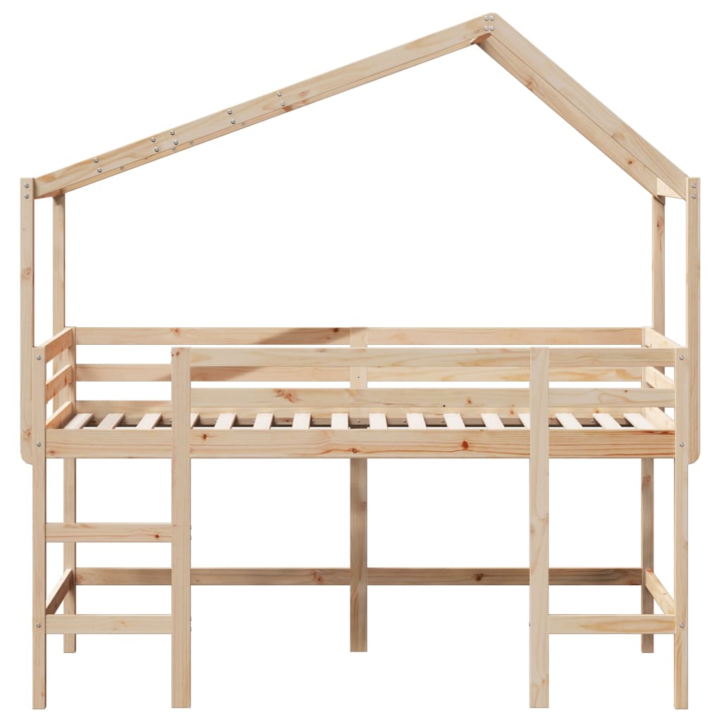 Krevet na kat s ljestvama i krovom 90x190 cm od borovine
