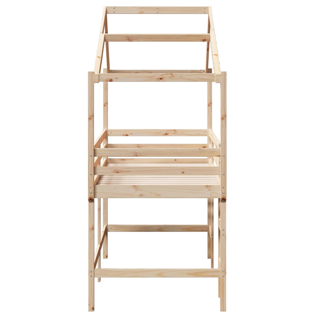 Krevet na kat s ljestvama i krovom 90x190 cm od borovine